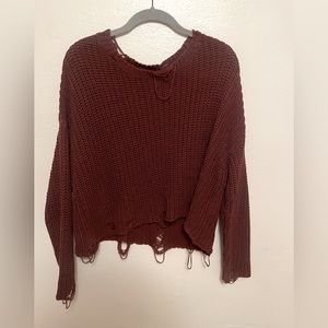 Lumiére Distressed Chunky Knit Sweater